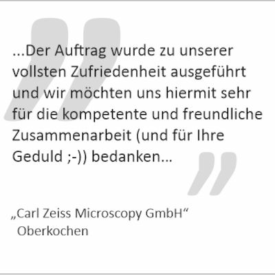 Dankesschreiben Carl Zeiss Microscopy GmbH