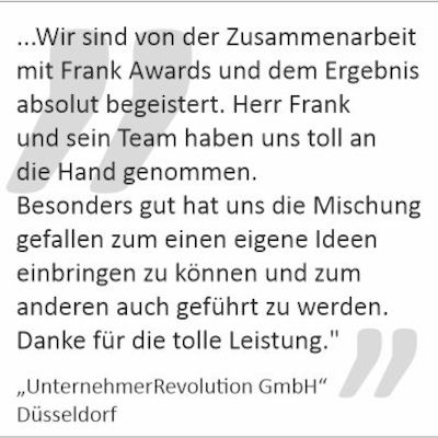 Dankesschreiben UnternehmerRevolution GmbH