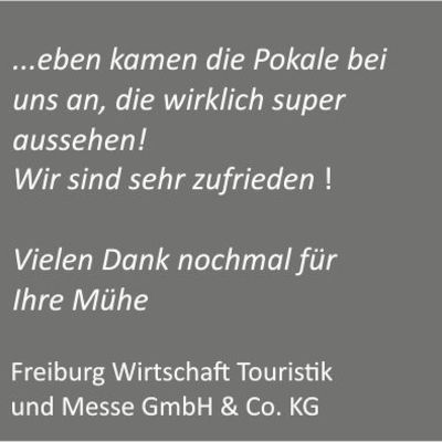 Dankesschreiben für Awardsonderanfertigung