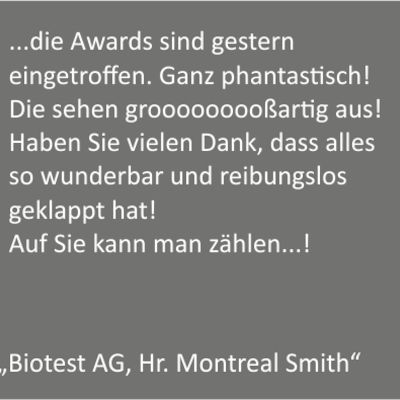 Dankesschreiben Awardlieferung Biotest AG