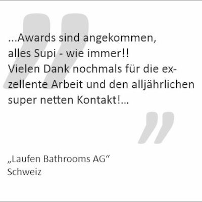 Danksagung Awardlieferung Laufen Bathrooms/Schweiz