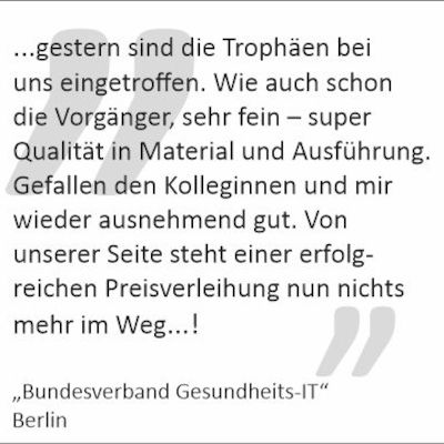 Dankesschreiben Awardsonderanfertigung Bundesverband Gesundheits-IT