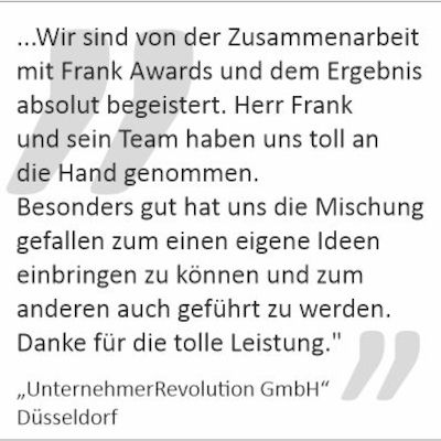 Danksagung Awardlieferung DieUnternehmerRevolutionGmbH