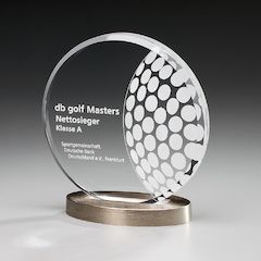 Transparente Awards aus Acrylglas mit massiven Metallsockeln - für Farbdruck oder Lasergravur