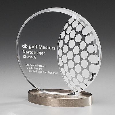 Acrylglas-Award "Metal Round" / Kategorie "Awards und Trophäen aus Acrylglas mit Metalsockeln"
