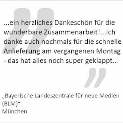 Dankschreiben der "Bayerischen Ladeszentrale für neue Medien"