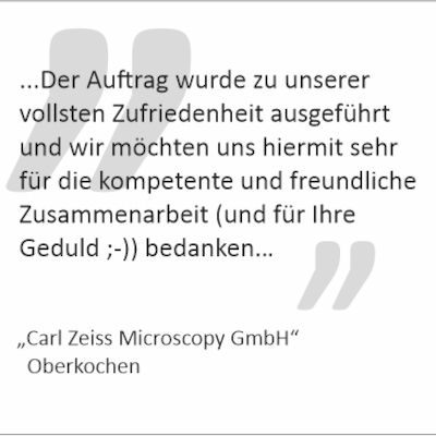 Dankschreiben der "Carl Zeiss Microscopy GmbH"