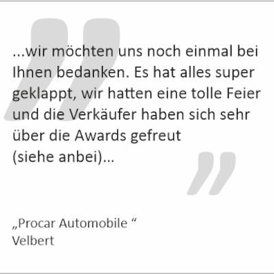 Dankschreiben "Procar Automobile GmbH"