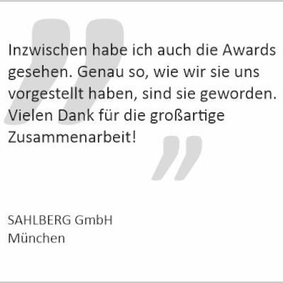 Dankschreiben der "Sahlberg GmbH"