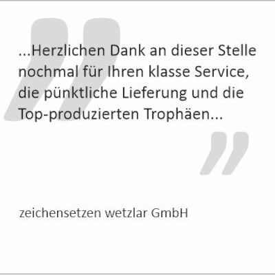 Dankschreiben der "zeichensetzen Wetzlar GmbH"