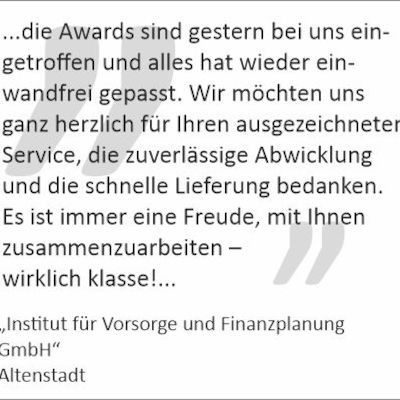 Dankschreiben des "Instituts für Vorsorge und Finanzplanung GmbH"