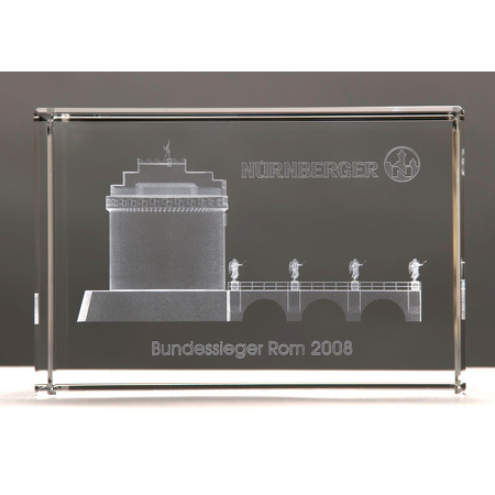 Glasquader mit 3D-Laserinnengravur "Engelsburg - Rom"